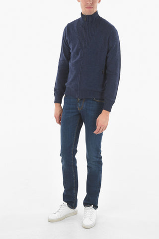 Mock Neck Ribbed Detail Pullover