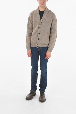 Shawl Neck Wool and Cashmere Cardigan