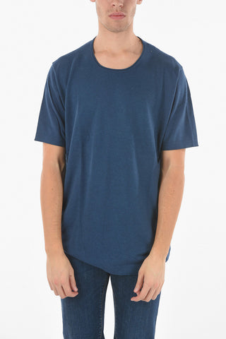Crew Neck Short-sleeved Cotton Blend Sweater