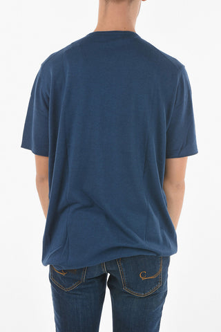 Crew Neck Short-sleeved Cotton Blend Sweater