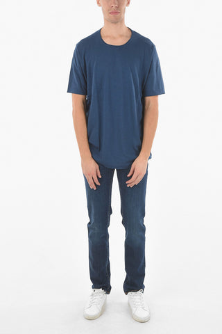 Crew Neck Short-sleeved Cotton Blend Sweater
