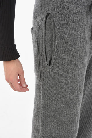 GENIUS BORN TO PROTECT Pantaloni Jogger Baggy in Cashmere e Lana in Punto Treccia