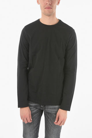 CC COLLECTION Crew Neck Long-sleeved Stretch Cotton T-Shirt