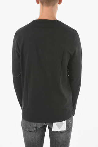CC COLLECTION Crew Neck Long-sleeved Stretch Cotton T-Shirt