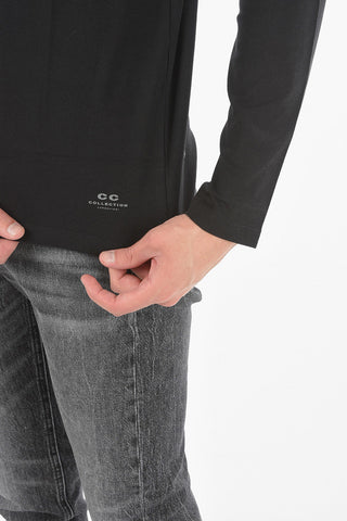 CC COLLECTION Crew Neck Long-sleeved Stretch Cotton T-Shirt