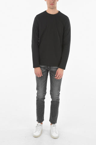 CC COLLECTION Crew Neck Long-sleeved Stretch Cotton T-Shirt
