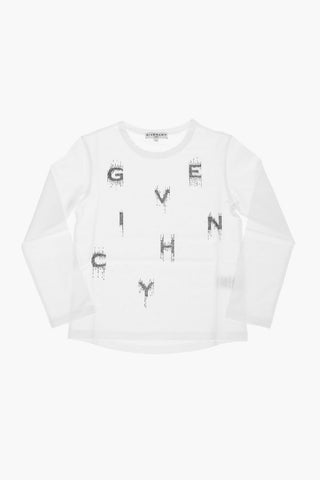 Long Sleeve Crew-Neck T-shirt with Glitter Logo