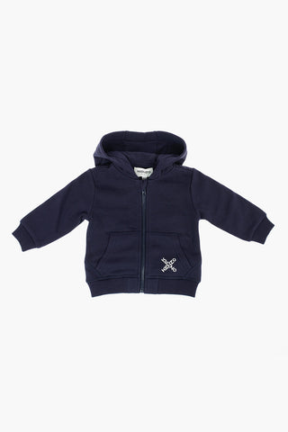 Brushed Cotton Sweatshirt with Hood and Zip Closure
