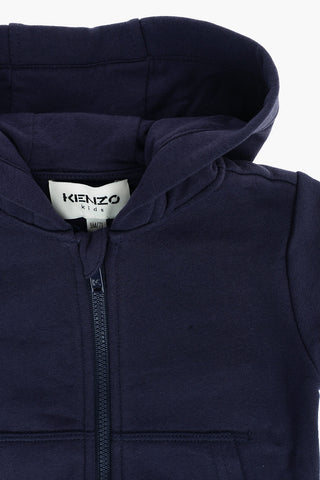 Brushed Cotton Sweatshirt with Hood and Zip Closure