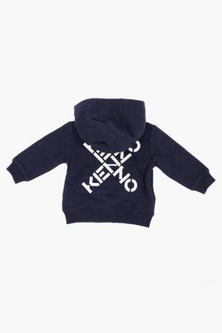 Brushed Cotton Sweatshirt with Hood and Zip Closure