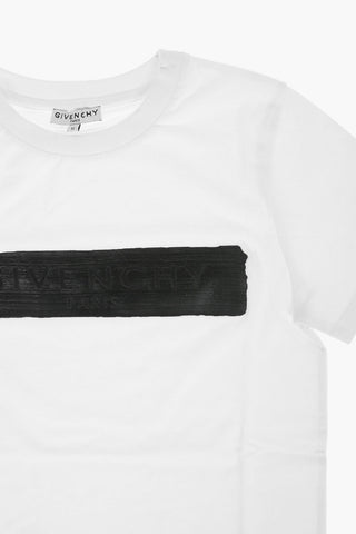 T-shirt Girocollo con Logo in Rilievo