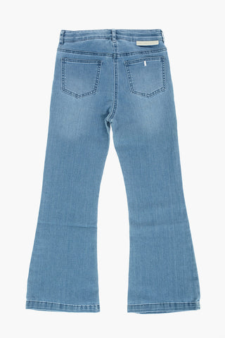 Flowers Embroidered Stretch Denim Bootcut Jeans
