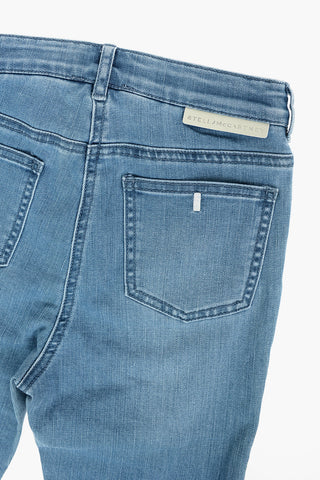 Flowers Embroidered Stretch Denim Bootcut Jeans