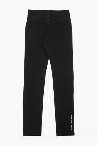 Pantaloni in Cotone Stretch a Vita Alta con 3 Bottoni