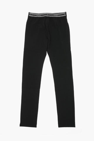 Pantaloni in Cotone Stretch a Vita Alta con 3 Bottoni