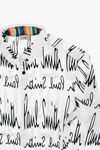 Camicia in Popeline con Stampa Logo all over