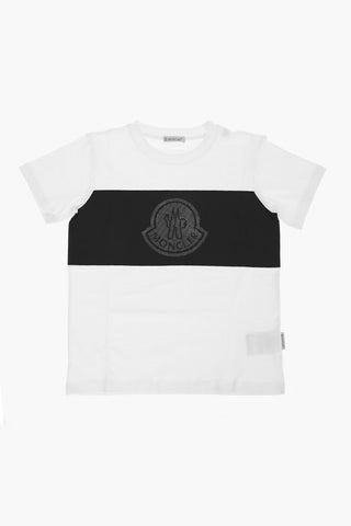 Contrasting Band on the Front Crew-neck T-shirt