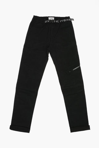 Pantaloni in Cotone Stretch con Chiusura Fibbia
