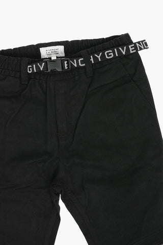Pantaloni in Cotone Stretch con Chiusura Fibbia