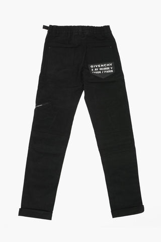 Pantaloni in Cotone Stretch con Chiusura Fibbia