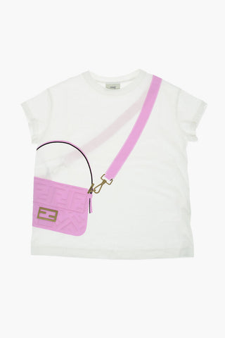 T-shirt Girocollo con Stampa e Logo in Rilievo