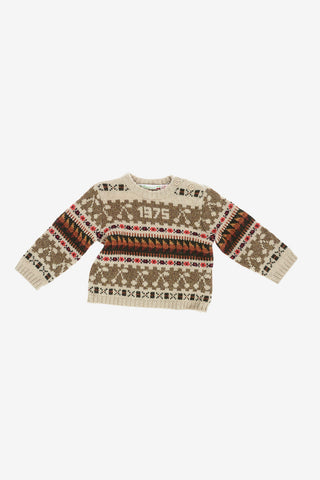 Embroidered 2 Buttons Sweater with Lurex Details