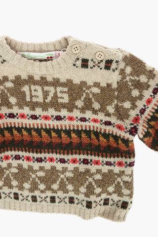 Embroidered 2 Buttons Sweater with Lurex Details