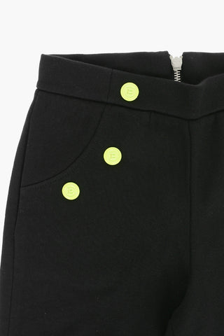 High Waist Shorts with Decorative Button and Back Zip