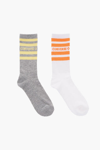 Long Ribbed 2 Pairs of Socks Set with Contrasting Stripes