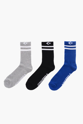 Long 3 Pairs of Socks Set with Contrasting Logo