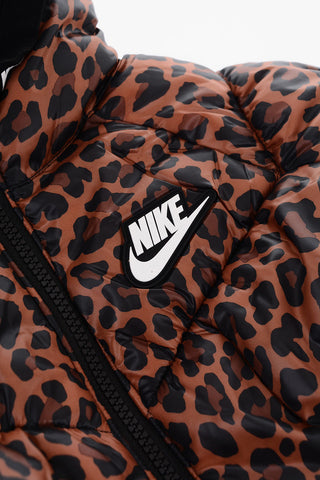 Padded Jacket Animalier Effect with Hooded Logo Edge