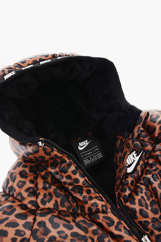 Padded Jacket Animalier Effect with Hooded Logo Edge