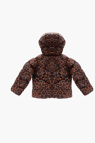 Padded Jacket Animalier Effect with Hooded Logo Edge