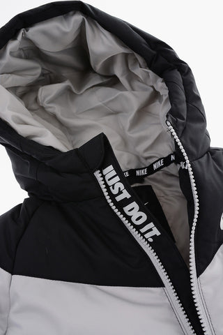 Two-Tone Padded Jacket with Hood