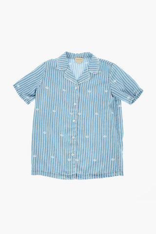 camicia a righe awning a manica corta