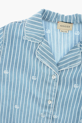 camicia a righe awning a manica corta