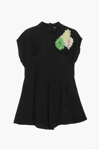 Vestito Svasato Senza Manica con Paillettes