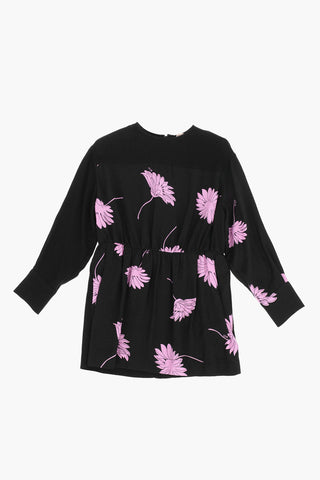 Vestito Stampa Fiori a Contrasto