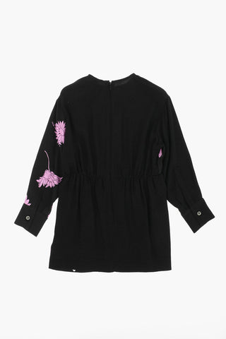 Vestito Stampa Fiori a Contrasto