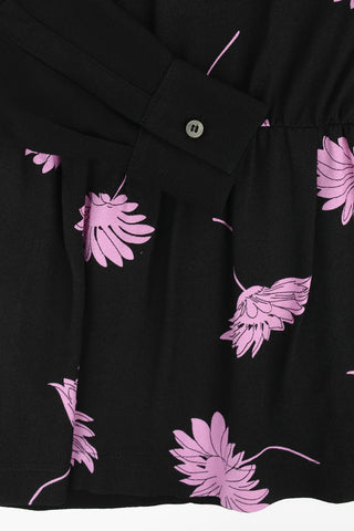 Vestito Stampa Fiori a Contrasto