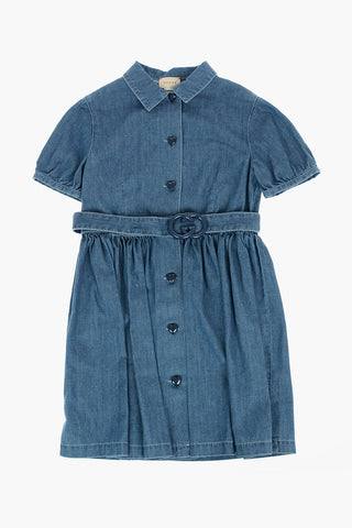 chemisier in denim con bottoni a cuore