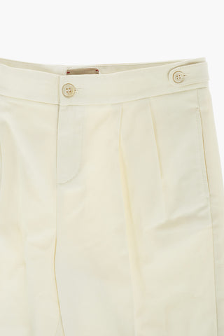 double pleat stretch cotton shorts