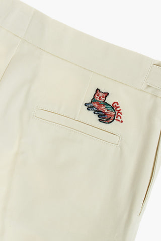 double pleat stretch cotton shorts