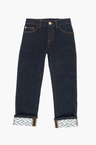 5 Pockets Jeans With Golden Button