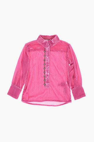 jewel detail velvet blouse