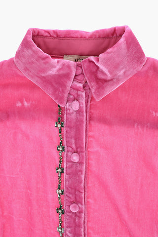 jewel detail velvet blouse