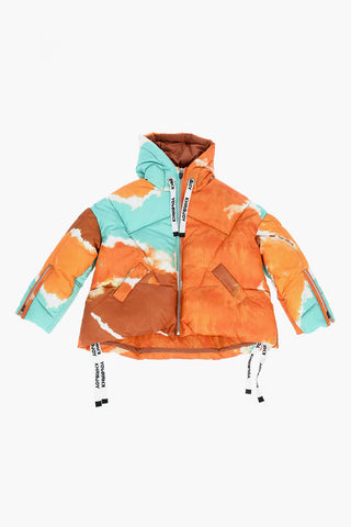 Piumino Effetto Tie Dye con Zip Sulla Manica