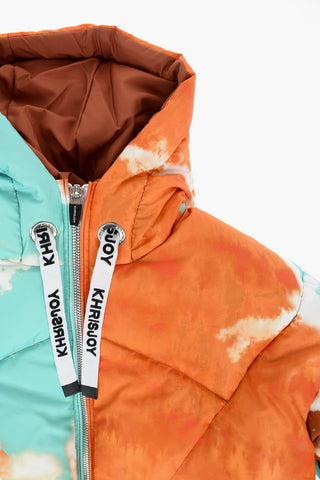 Piumino Effetto Tie Dye con Zip Sulla Manica