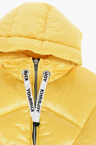 hooded down jacket with zip on the sleeve