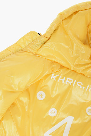 hooded down jacket with zip on the sleeve